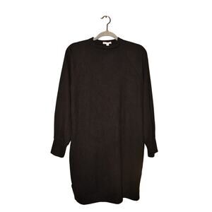GB NEW $59 Black High Neck‎ Long Sleeve Ribbed Tunic Sweater Dress Large
